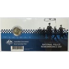 AUSTRALIA 2019 . TWO 2 DOLLARS COIN . C MINT MARK . COLOURED . POLICE REMEMBRANCE COIN ON CARD